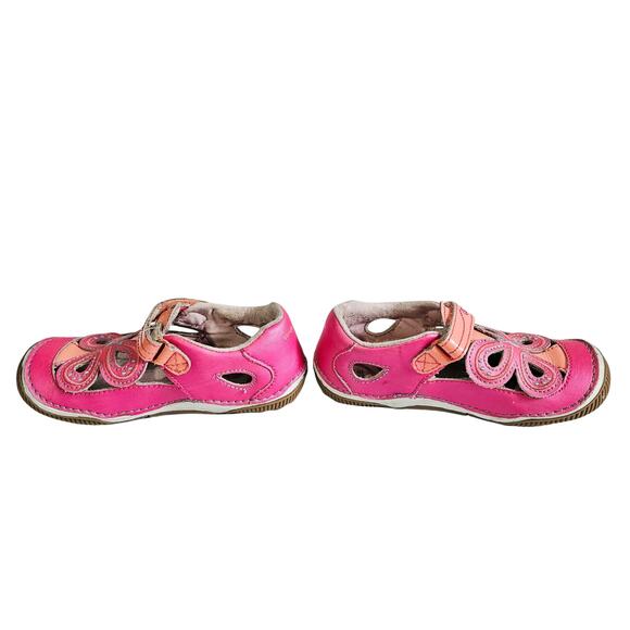 Stride Rite Girls 10M Baby Walker Shoe Pink Floral Butterfly Cutout Soft Motion - Picture 5 of 6